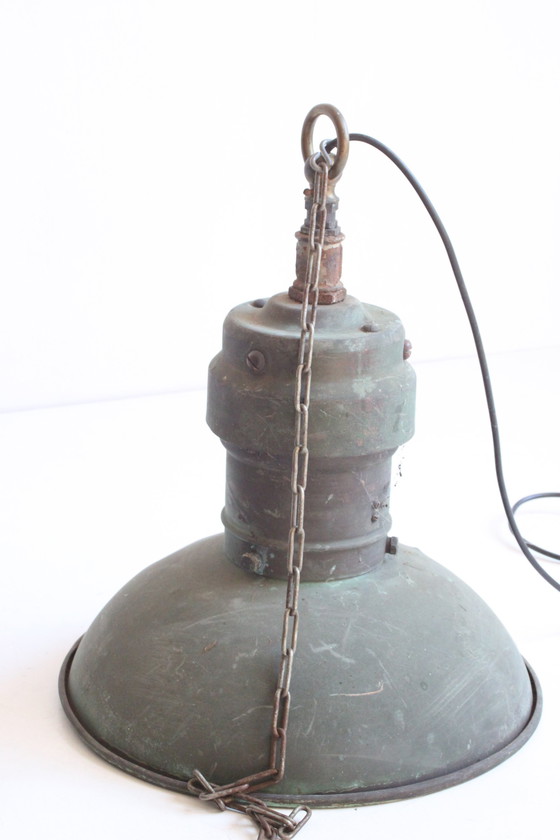 Image 1 of Industrial Copper Factory Pendant Lights, 1930S, Set Of 3