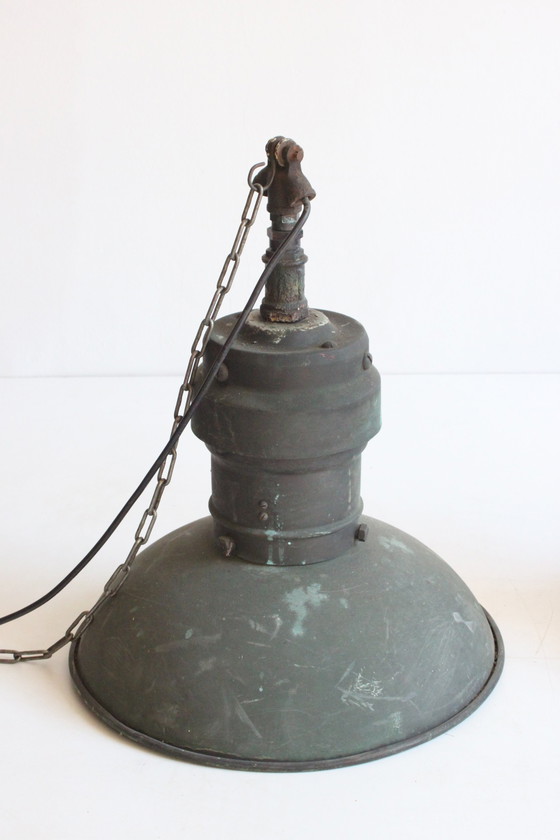 Image 1 of Industrial Copper Factory Pendant Lights, 1930S, Set Of 3