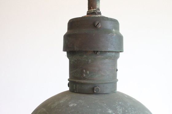 Image 1 of Industrial Copper Factory Pendant Lights, 1930S, Set Of 3