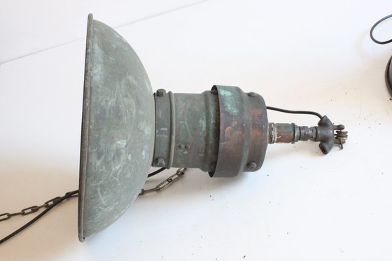 Image 1 of Industrial Copper Factory Pendant Lights, 1930S, Set Of 3