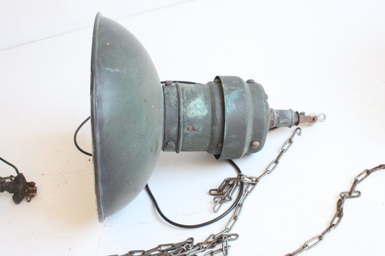 Image 1 of Industrial Copper Factory Pendant Lights, 1930S, Set Of 3