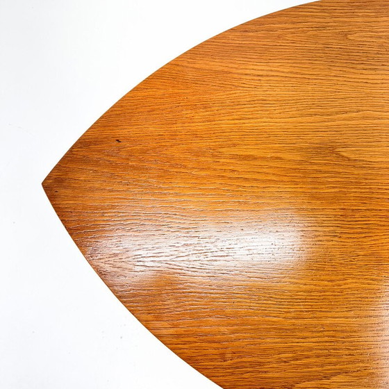 Image 1 of Vintage triangle-shaped wooden side table, Czechoslovakia