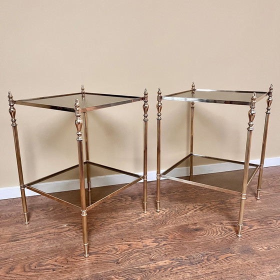 Image 1 of 2x Neoclassical Messing Side tables