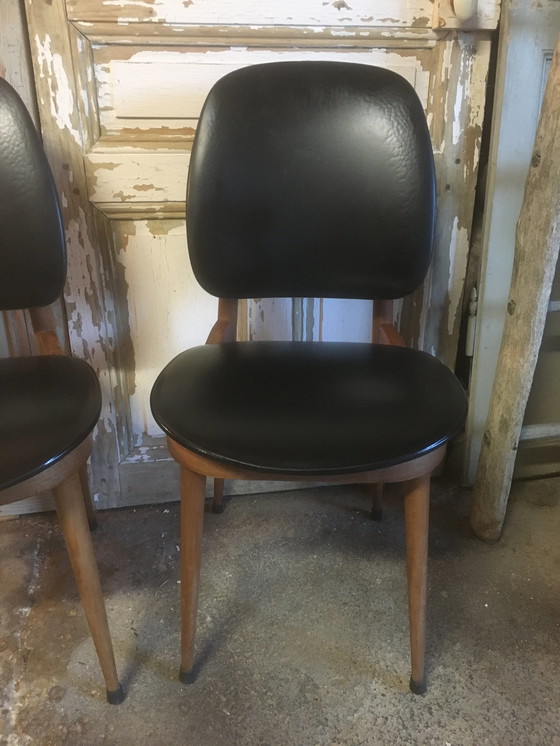 Image 1 of Coppia di sedie vintage Pegasus in faggio e similpelle di Baumann, anni '60