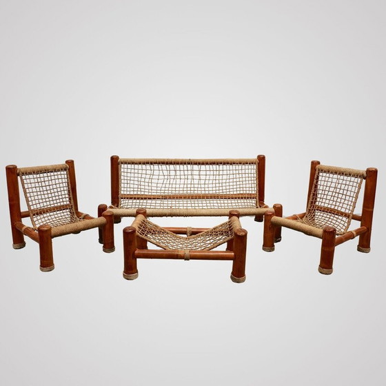 Image 1 of Set da soggiorno vintage in bambù e corda, Italia 1970