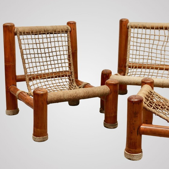 Image 1 of Set da soggiorno vintage in bambù e corda, Italia 1970