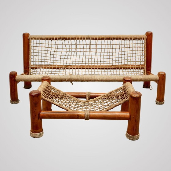 Image 1 of Set da soggiorno vintage in bambù e corda, Italia 1970