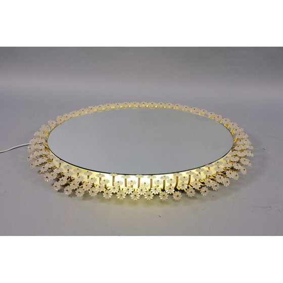 Image 1 of Specchio floreale vintage retroilluminato in vetro e metallo di Rupert Nikoll