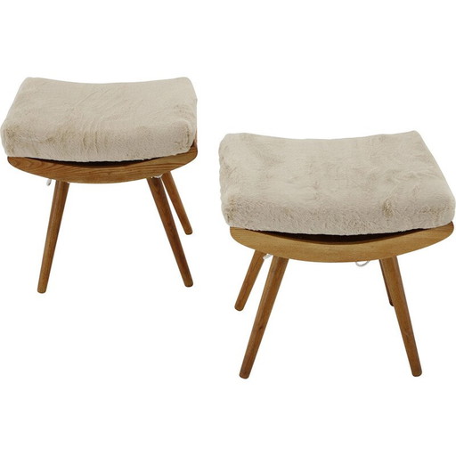 Pair of vintage ash stools, Czechoslovakia 1960