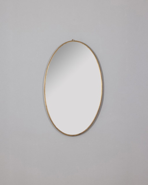 Vintage 1950S Wall Mirror In Golden Brass Italian Design  