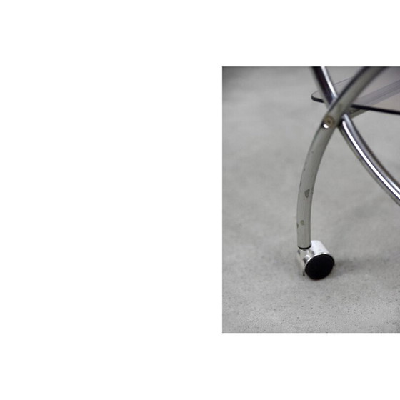 Image 1 of Vintage Art Deco bar cart in chrome and smoked glass by Ikea, Sweden 1970
