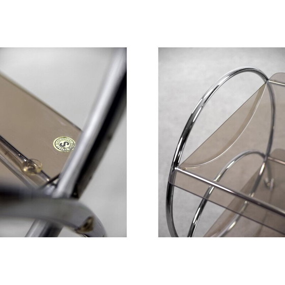 Image 1 of Vintage Art Deco bar cart in chrome and smoked glass by Ikea, Sweden 1970