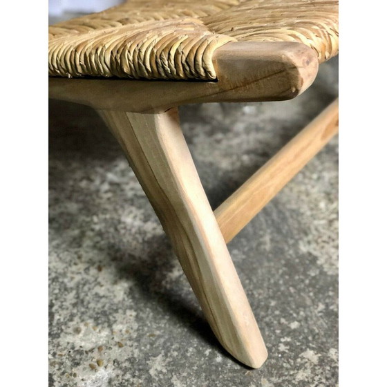 Image 1 of Vintage low armchair in raw teak and straw