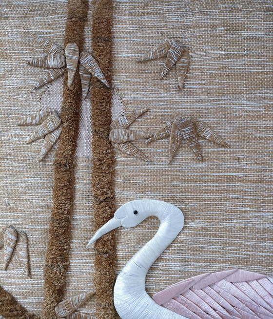 Image 1 of Tapestry Jute Decor Birds Leaves 70s