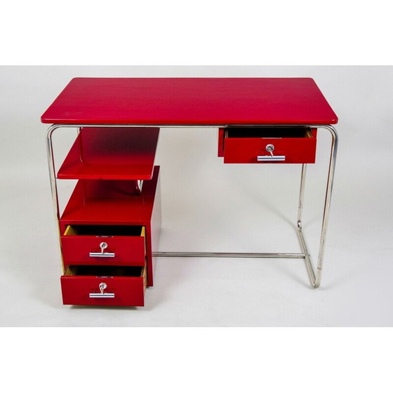Image 1 of Vintage red Bauhaus desk, Germany 1930s