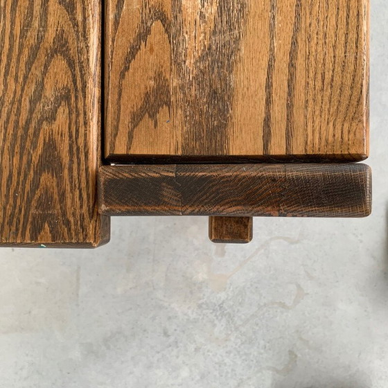 Image 1 of Vintage Brutalist oakwood dining table, Belgium 1970s