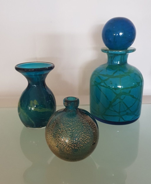 3X Vase And Carafe Set By Michael Harris For Mdina