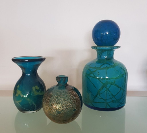 3X Vase And Carafe Set By Michael Harris For Mdina