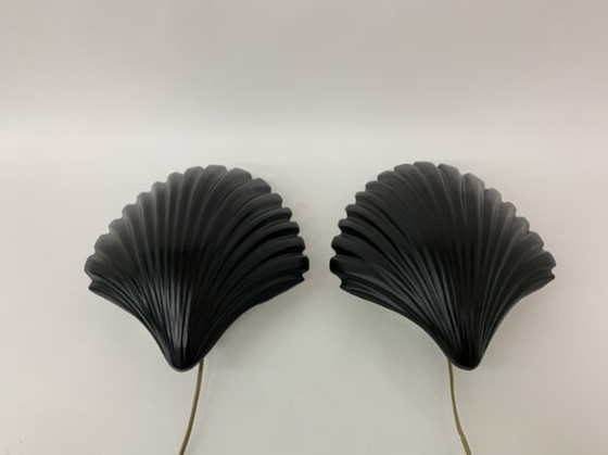 Image 1 of 2x Ceramic Shell ShapedDimensions: 18,5cmH, 13cm W, 10cmD  Period: 1970’s  Material: Metal, ceramic Wall Lamps - 1970’s