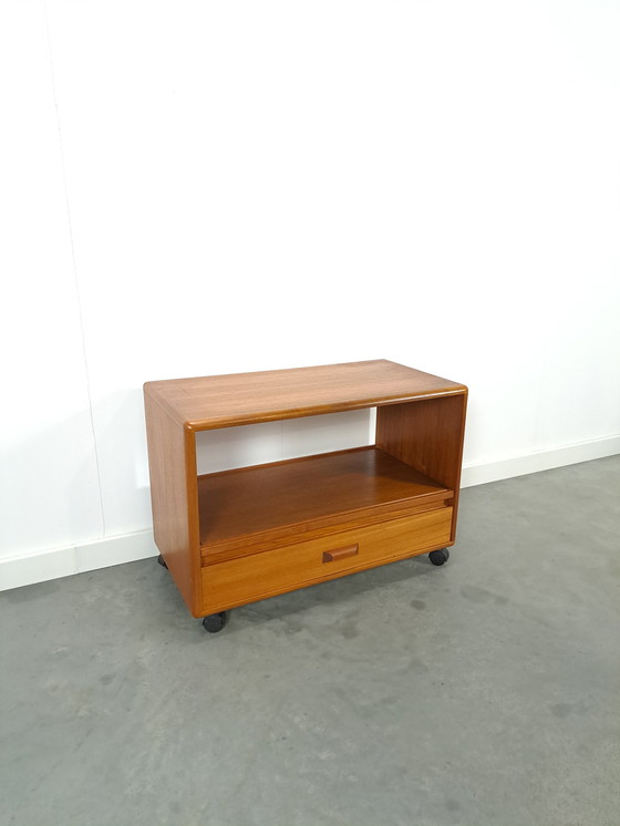 Image 1 of Danish Teak Cabinet Audio TV Furniture On Wheels