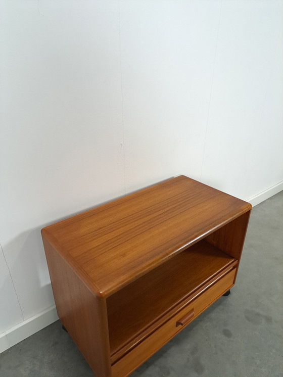 Image 1 of Danish Teak Cabinet Audio TV Furniture On Wheels