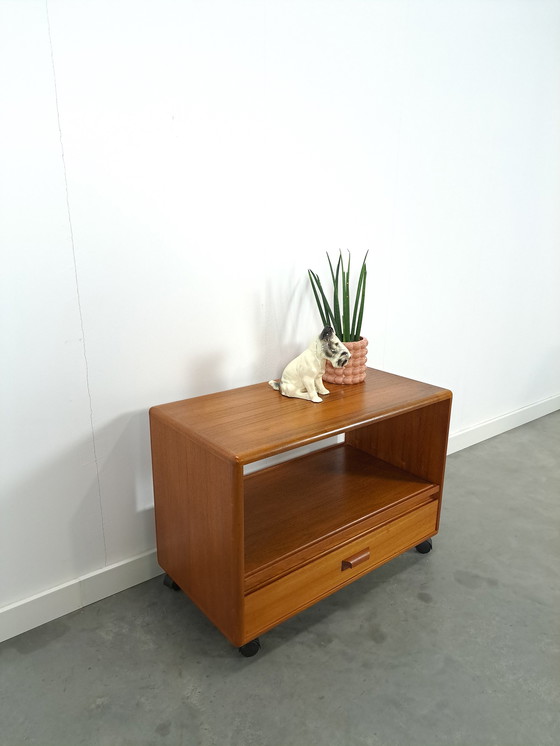 Image 1 of Danish Teak Cabinet Audio TV Furniture On Wheels