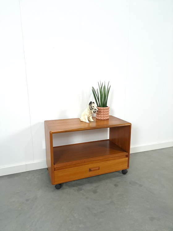 Image 1 of Danish Teak Cabinet Audio TV Furniture On Wheels