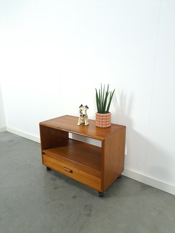 Image 1 of Danish Teak Cabinet Audio TV Furniture On Wheels