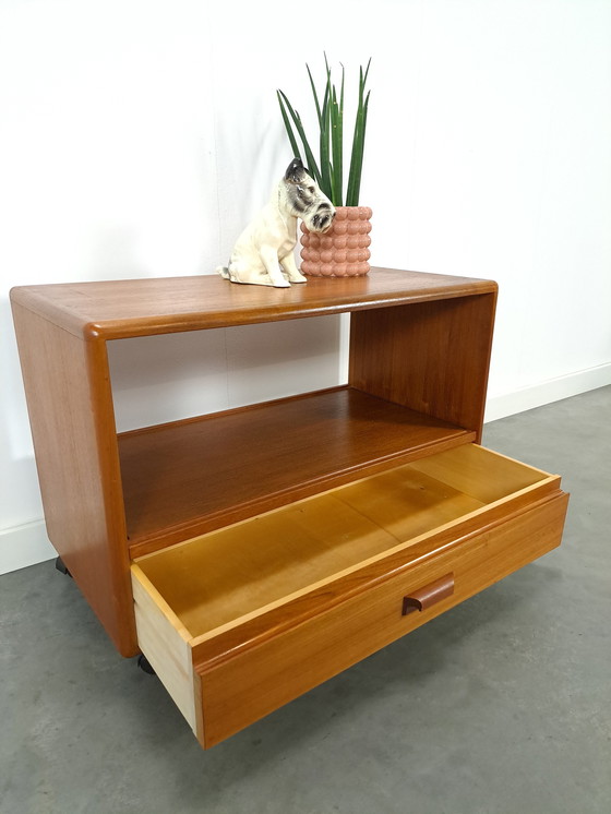 Image 1 of Danish Teak Cabinet Audio TV Furniture On Wheels