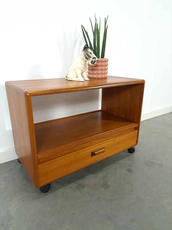 Image 1 of Danish Teak Cabinet Audio TV Furniture On Wheels