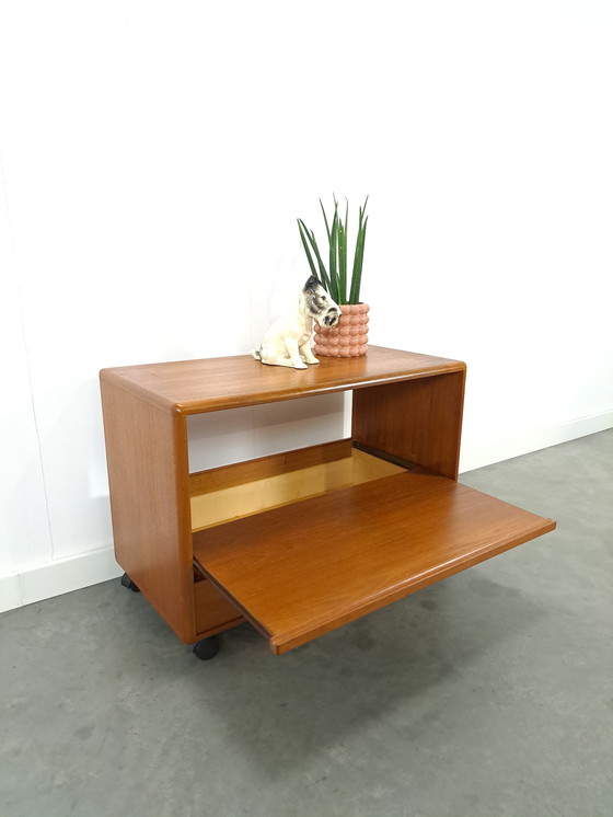 Image 1 of Danish Teak Cabinet Audio TV Furniture On Wheels