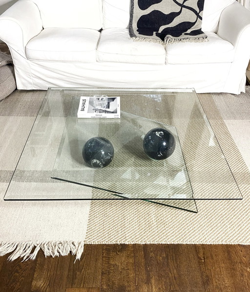 Maurice Barilone Design Glass Coffee Table Marble