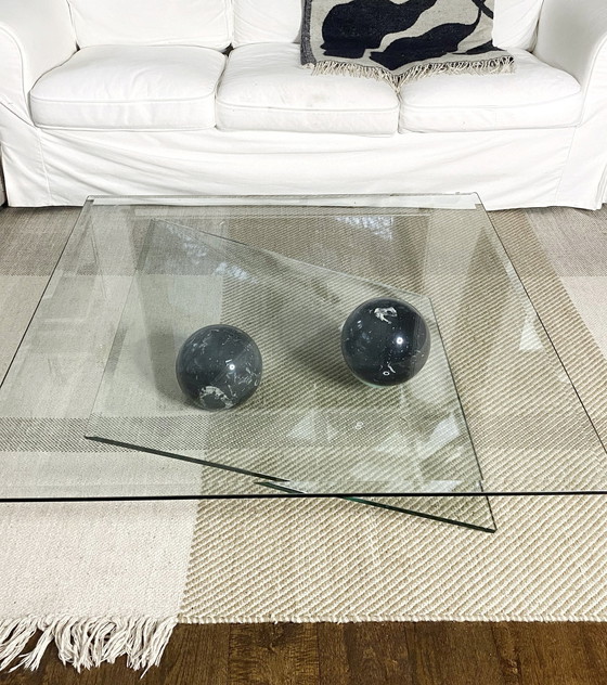 Image 1 of Maurice Barilone Design Glass Coffee Table Marble