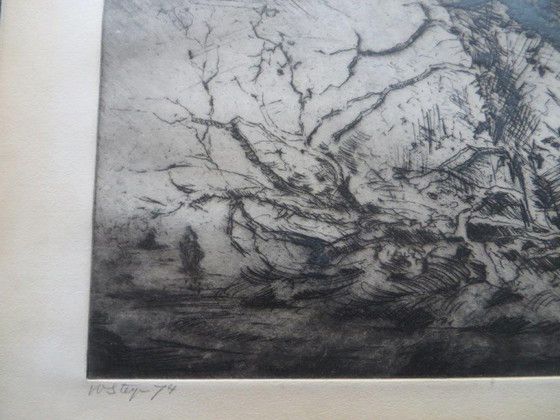 Image 1 of Silkscreen - Winter storm - artist Vosteijn 1974 (20/158)