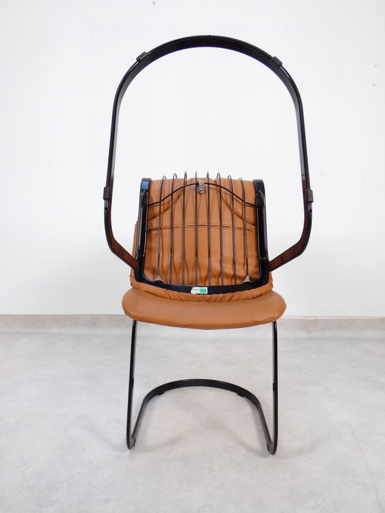 Image 1 of Willy Rizzo chairs black and cognac leather for Cidue Italia