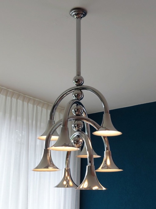 Rare Italian Chrome Chandelier 60's