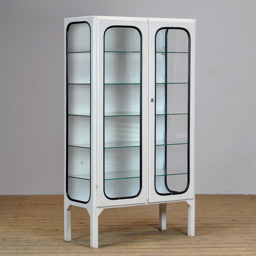 Glass & Iron Medical Cabinet, 1970s