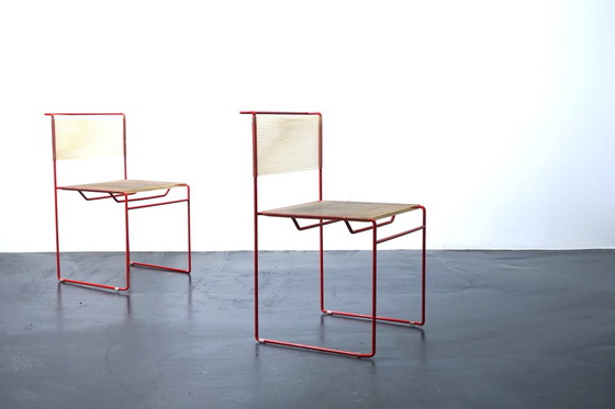 Image 1 of Red Spaghetti Chairs by Giadomenico Belnti for Fly Line, Italy, 1970s, Set of 2