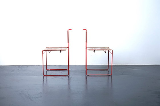 Image 1 of Red Spaghetti Chairs by Giadomenico Belnti for Fly Line, Italy, 1970s, Set of 2