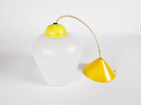 Image 1 of Design hollandais - Philips - Louis Kalff - Lampe lustre - verre satiné - années 50