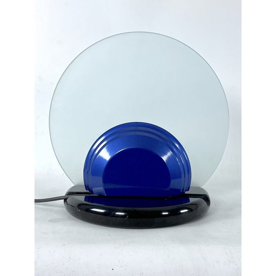 Image 1 of Mid-century Gong table lamp in marble and glass by Bruno Gecchelin for Skipper, Italy 1981