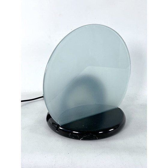 Image 1 of Mid-century Gong table lamp in marble and glass by Bruno Gecchelin for Skipper, Italy 1981