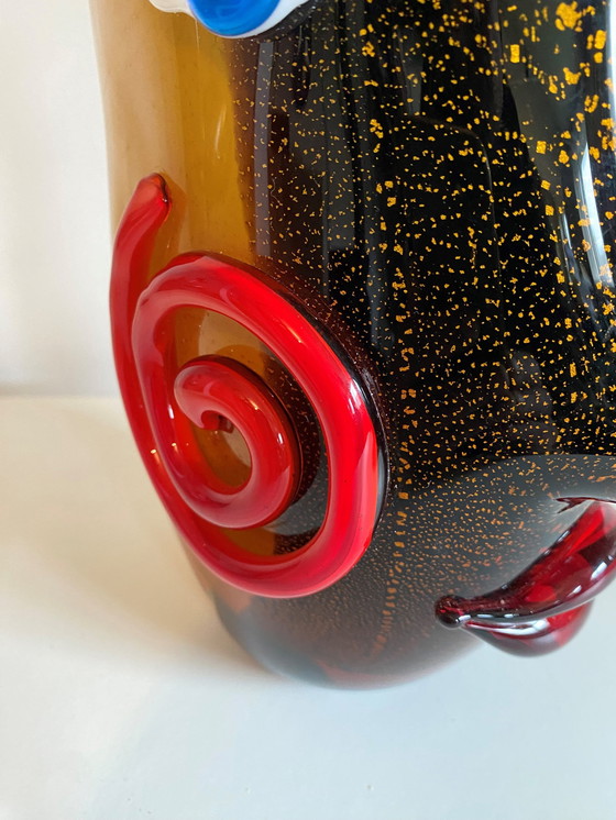 Image 1 of Jarrón de cristal de Murano con forma de cabeza de pez al estilo de Picasso, década de 1980