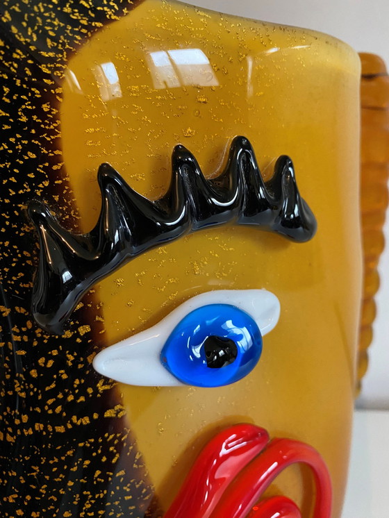 Image 1 of Jarrón de cristal de Murano con forma de cabeza de pez al estilo de Picasso, década de 1980