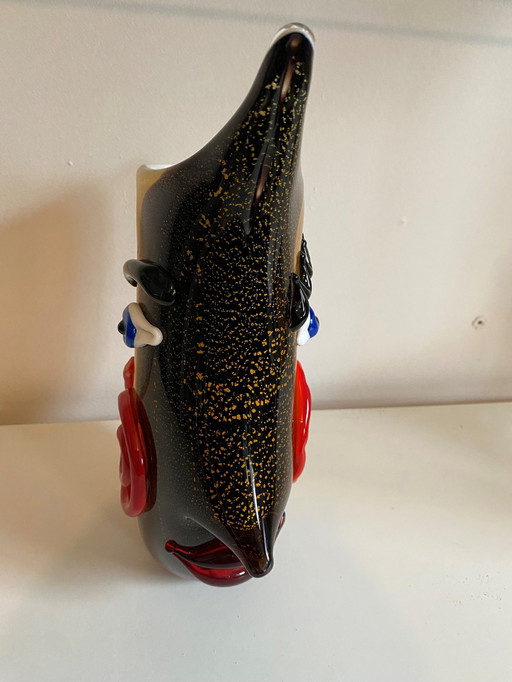 Murano Glass Fish Head Vase In The Style Of Picasso 1980s