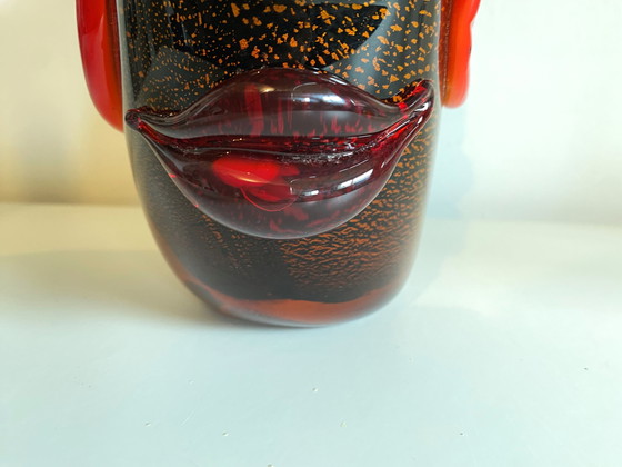 Image 1 of Jarrón de cristal de Murano con forma de cabeza de pez al estilo de Picasso, década de 1980