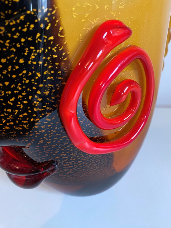 Image 1 of Jarrón de cristal de Murano con forma de cabeza de pez al estilo de Picasso, década de 1980