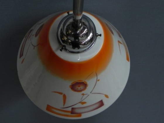 Image 1 of Art Deco hanging lamp with glass shade, open at the bottom﻿