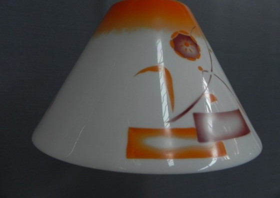 Image 1 of Art Deco hanging lamp with glass shade, open at the bottom﻿