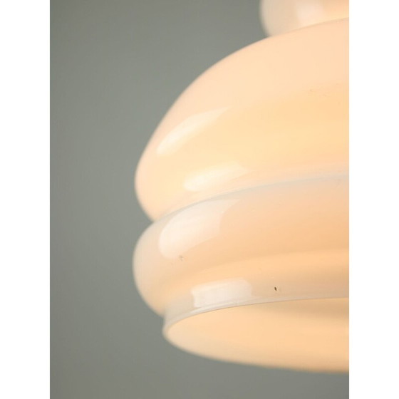 Image 1 of Vintage pendant lamp in brass and opaline glass, Italy 1950